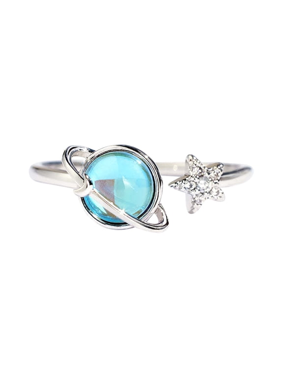 Rotatable Planet Ring for Women Teen Anxiety Relief Spinner Fidget Rings Adjustable Rings Encouragement Gifts for Women Teen Cubic Zirconia Promise Band Ring