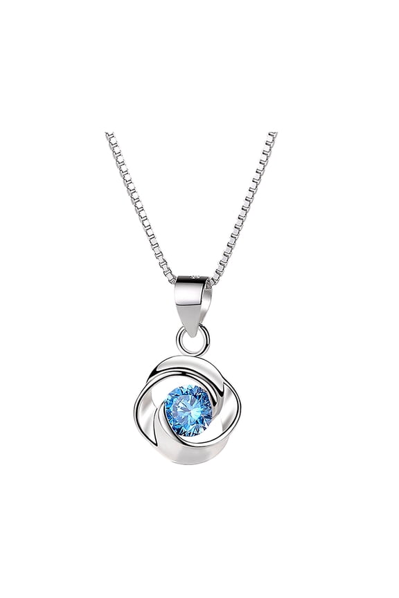 Round Birthstone Necklace for Women Amethyst Blue crystal Pendant Necklace Delicate Dainty Fine Jewelry Gift for Women Mom Girlfriend