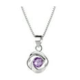 thumbnail image 1 of Guodhu Round Birthstone Necklace for Women Amethyst Blue crystal Pendant Necklace Delicate Dainty Fine Jewelry Gift for Women Mom Girlfriend, 1 of 1