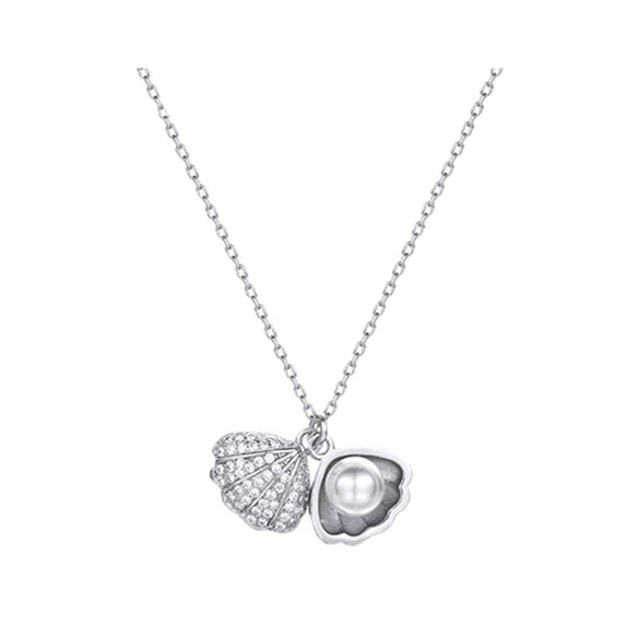 Guodhu Seashell Pearl Pendant Necklace zircon Scallop Ocean Animal Chain Necklace for Women Holiday Fashion Jewelry Gifts