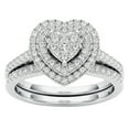 thumbnail image 1 of Guodhu Shiny Full Diamond Rings Set Cubic Zirconia Cocktail Rings for Women Eternity Engagement Wedding Band Ring for Women Heart-Shaped Ring Exquisite Valentine's Day Gift, 1 of 1