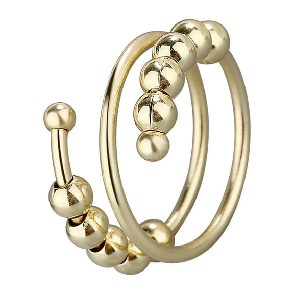 Guodhu Silver Anxiety Rings Fidget Ring for Women & Men Silver/Gold Thumb Rings with Beads Spinning Spinner Ring Stress Relief Jewelry Ideal Gift, Adjustable Rings For Women