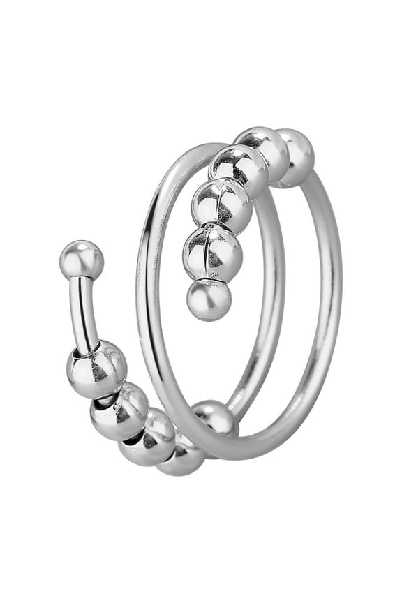 Silver Anxiety Rings Fidget Ring for Women & Men Silver/Gold Thumb Rings with Beads Spinning Spinner Ring Stress Relief Jewelry Ideal Gift, Adjustable Rings For Women