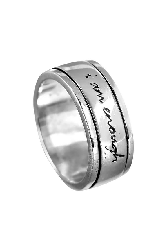 Engraved "I Am Enough" Silver Ring - Inspirational Jewelry Gift for Men and Women, Minimalist Unisex Design