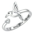 thumbnail image 1 of Guodhu Silver Hummingbird Heart Ring Vintage Adjustable Thumb Rings for Women Engraved The Words' I love you forever ' Promise Rings, 1 of 5