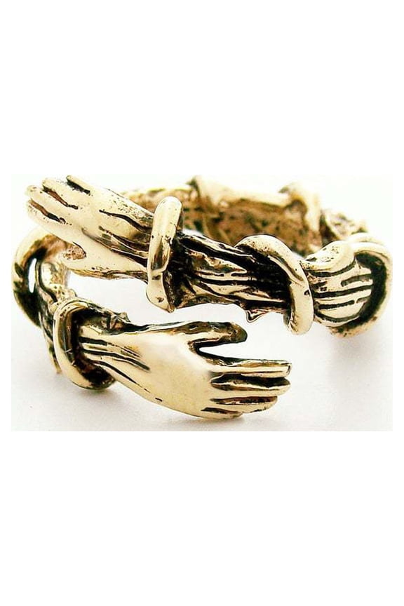 Silver Plated Adjustable Hugging Hands Open Ring for Women & Men | Promise Love Jewelry for Mom, Dad, Wife, Daughter & Best Friends | Birthday/Mother’s Day Gift Idea