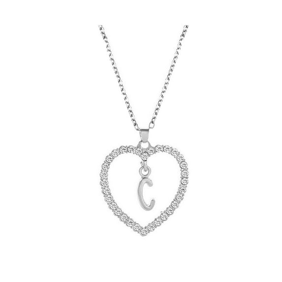 Guodhu Silver Plated Infinity Heart Pendant Initial Necklaces Zircon Pendant Necklaces for Women Jewelry Gift for Women Wifes Her Valentines Gift