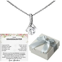 Guodhu Silver Plated Round Gemstone Rhinestone Pendant Necklace,Anniversary Birthday Gifts for Women, Jewelry Gifts for Mom Granddaughter