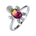 thumbnail image 1 of Guodhu Silver Plated Turtle Ring -Colorful Zirconia for Men Women Ring Jewelry Gift, 1 of 1