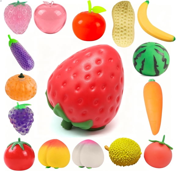 Guodhu Slow Rise Fruit Squeezable Stress Relief Toy, Realistic Strawberry Peach Soft Anxiety Ball, Pressure Release Fidget for Adults Desk Decor(Lychee)