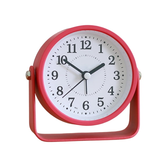 Guodhu Small Silent Non-Ticking Analog Desk Clock with Adjustable Stand, Clear Display Table Clock for Bedroom Office Bedside, Compact Metal Home Decor(Red)