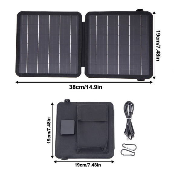 Guodhu Solar Folding Bag Portable Charger Panel, 10W USB Type-C Outdoor Power Supply, Waterproof Camping Hiking Emergency Power for Smartphone Laptop GPS(Black)
