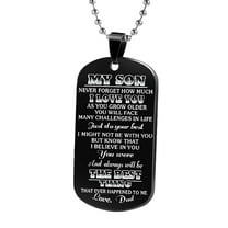 Guodhu Son Gift Dog Tags Engraved Never Forget How Much I Love You Heart Love Dad Mom Dog Tag Birthday Graduation Valentines Gifts Stainless Steel