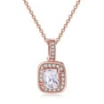 thumbnail image 1 of Guodhu Sparkling Cubic Zirconia Square Cut Pendant Necklace Birthstone Rose Gold Plated Necklace Jewelry for Women or Teens, 1 of 1