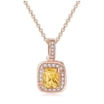 thumbnail image 1 of Guodhu Sparkling Cubic Zirconia Square Cut Pendant Necklace Birthstone Rose Gold Plated Necklace Jewelry for Women or Teens, 1 of 1