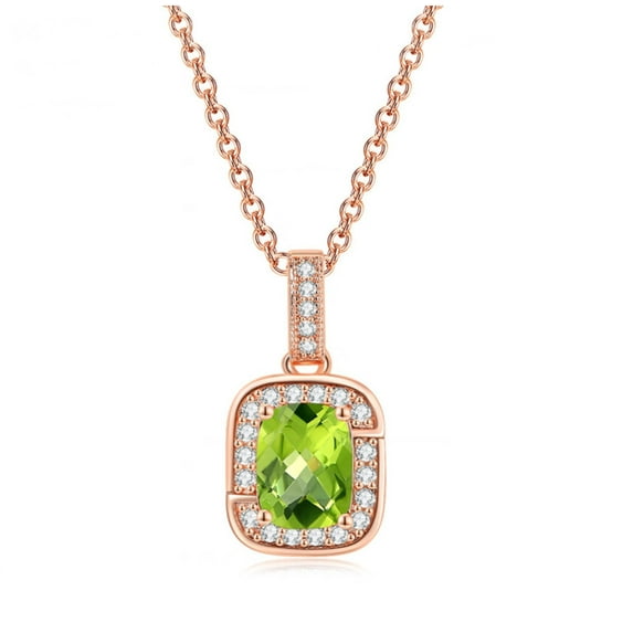 Guodhu Sparkling Cubic Zirconia Square Cut Pendant Necklace Birthstone Rose Gold Plated Necklace Jewelry for Women or Teens
