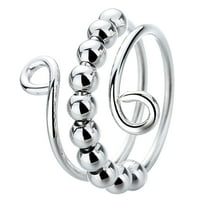 Guodhu Spinner Fidget Beads Ring for Anxiety for Women Coil Spiral Rotate Inspirations Jewelry Expandable Adjustable Friends Dainty Birthday Gift