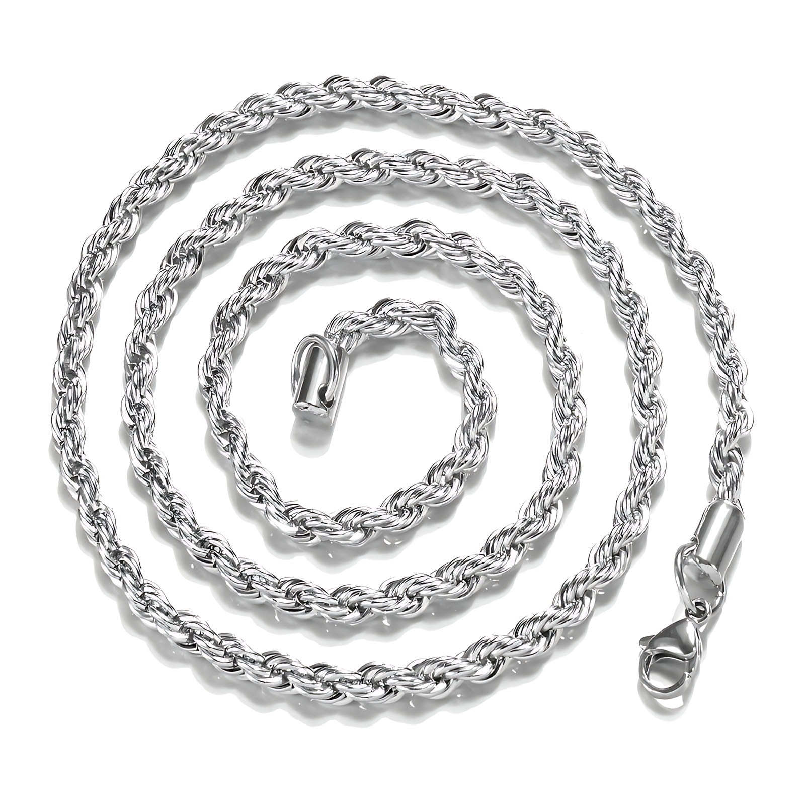 Guodhu Stainless Steel Chain Necklace for women men Rope Chains 3-5mm ...