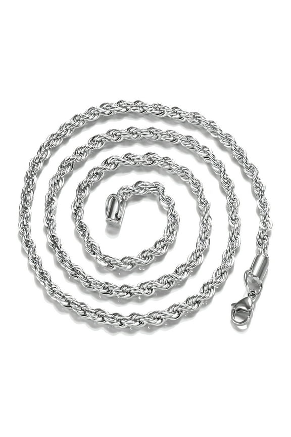 Stainless Steel Chain Necklace for women men Rope Chains 3-5mm Twist Rope Necklace 16-30 Inch