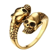 Guodhu Stainless Steel Gothic Fashion Rings with Skull for Couples Cocktail Party Horror Skeleton Ring for Men Women