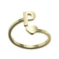 thumbnail image 1 of Guodhu Stainless Steel Heart Initial Ring – Adjustable A-Z Alphabet Promise Band | Wedding/Engagement Statement Anniversary Birthday Mothers Day Jewelry Gifts for Her Mom Wife, 1 of 1