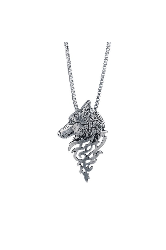 Stainless Steel Nordic Vikings Stuff Jewelry Wolf Necklace forMen/Women, Celtic Style Wolf Necklace, Symbolic Wolf Pendant Necklace for Strength and Loyalty, Viking Jewelry Enthusiasts