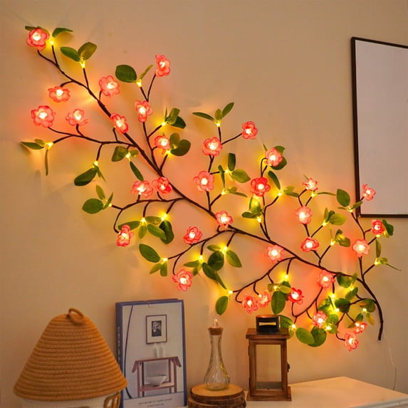 Guodhu Thanksgiving LED Sakura Rattan Light String for Holiday Fence Fireplace Wall Decoration
