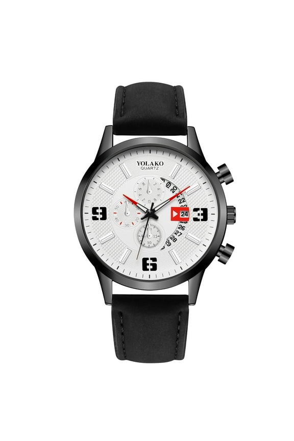 Trending Mens Watches - Leather Band Date Waterproof Wrist Watch with Business-Sport Design Ideal as Birthday Anniversary Fathers Day Gifts