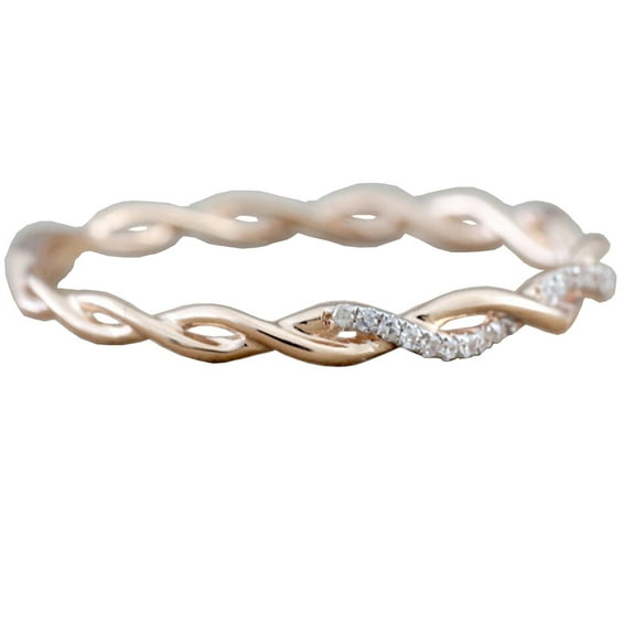Guodhu Twist Ring for Women Fashion Silver Plated Stackable Ring Cubic Zirconia Diamond Ring Wedding Engagement Party Women Jewelry