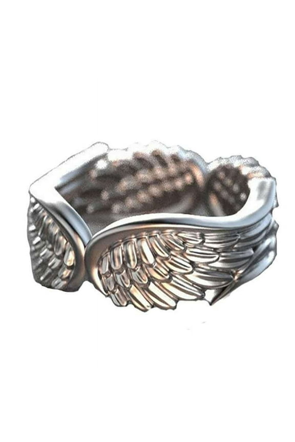 Vintage Angel Wing Rings for Women & Men, Guardian Feather Band Rings Lover Couples Wedding Band Promise Rings Anniversary Egagement Gifts