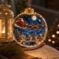 thumbnail image 1 of Guodhu Warm LED Lighted Transparent Christmas Ball Ornament with Illuminated Santa Reindeer Scene for Tree Holiday Decor, 1 of 5