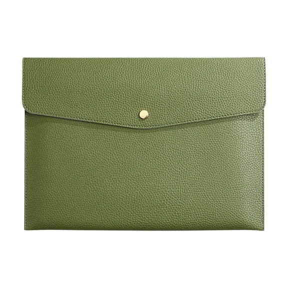 Guodhu Waterproof Leather File Folder, A4 Document Case with Removable Hand Strap, Office School Storage Organizer for Papers and Tablets(Green)