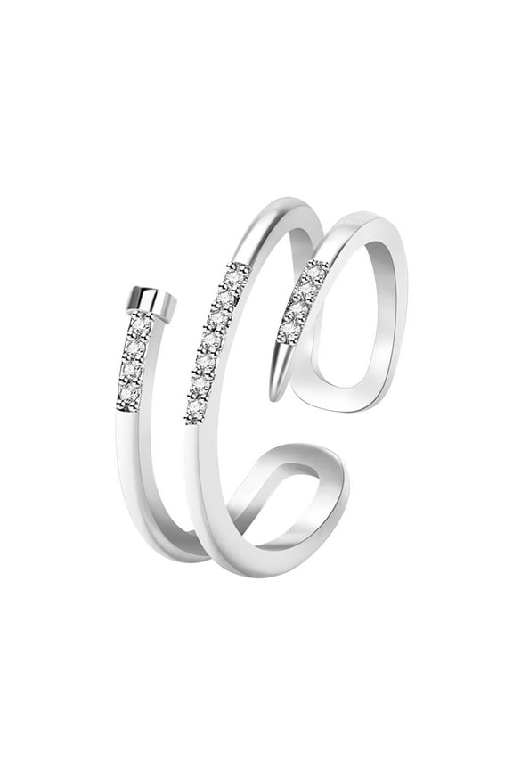 Wedding Bands for Women Open CZ Cubic Zirconia Stackable Engagement Rings Adjustable Dainty Eternity Band Rings Jewelry