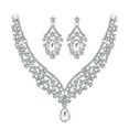 thumbnail image 1 of Guodhu Women's Dainty Wedding Jewelry for Bride Austrian Crystal Elegant V-Shaped Teardrop Bridal Prom Statement Necklace Earrings Set for Women, 1 of 8