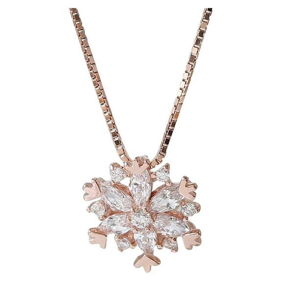 Guodhu Women's Snowflake Necklace CZ Zircon Snowflake Pendant Clavicle Chain Winter Holiday Christmas Jewelry for Women