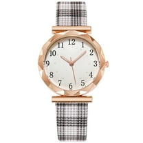 Guodhu Womens Fashion Diamond Shape Dial Luminous Watch Plaid Strap Quartz Dress Watches for Women Unique Design on the Band Anniversary Gifts for Women
