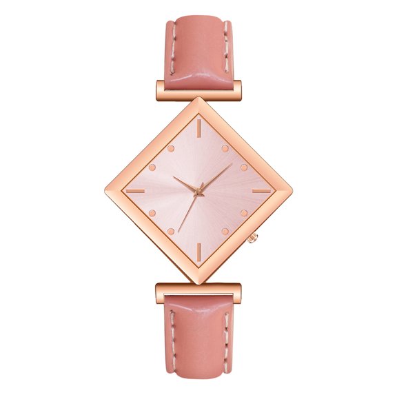 Guodhu Womens Quartz Movement Leather Strap Watch Stylish Rhombus Dress Watch Personality Watches Gift for Women