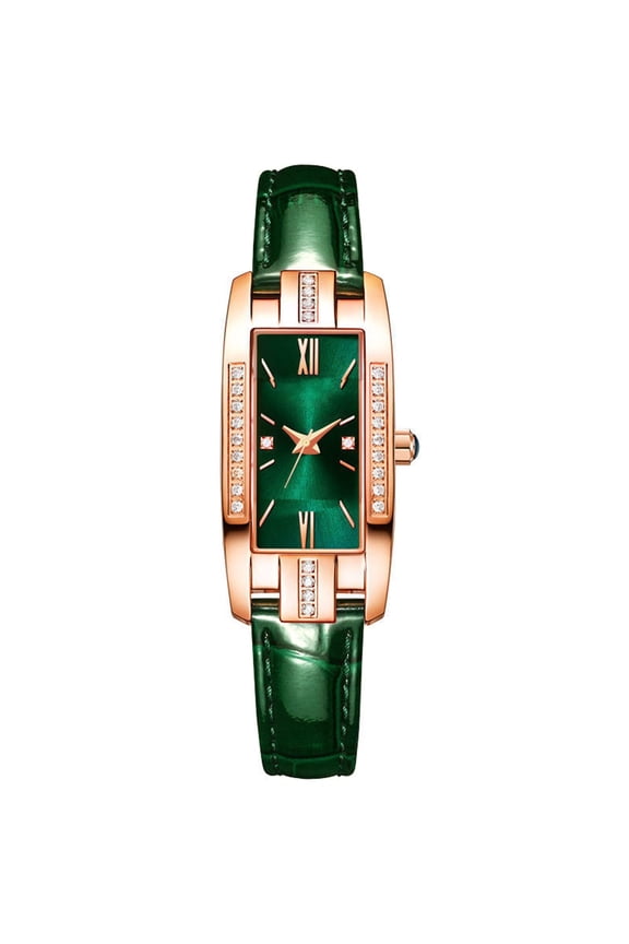 Womens Quartz Small Square Face Watch with Roman Numerals Vintage Dress Watches Rhinestone Wristwatches