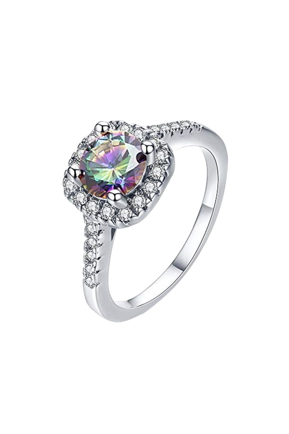 Womens Rings, Promise Engagement Rings for Women Solitaire Crystal Cubic Zirconia Wedding Rings for Her Fake Diamond Ring Christmas Anniversary Gifts for Her