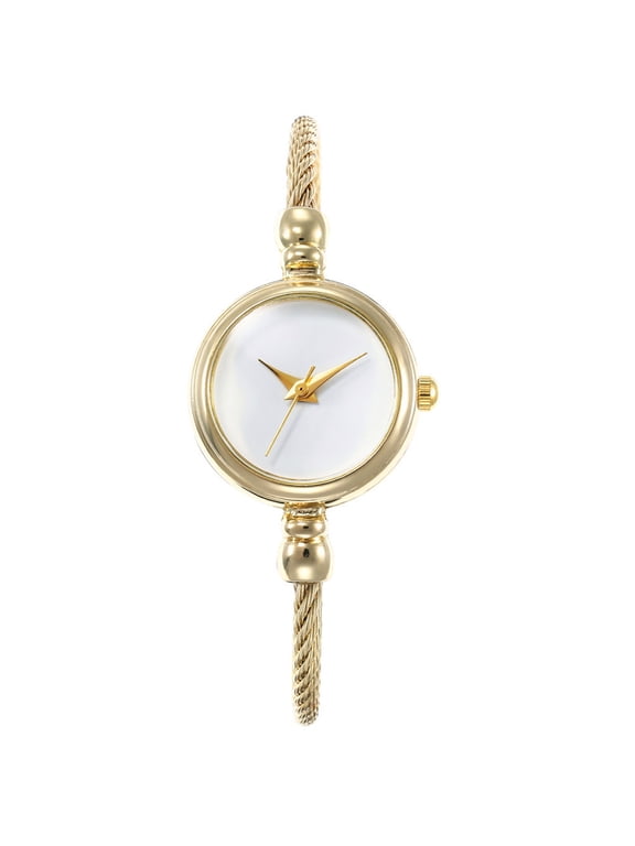 Womens Simple Analog Quartz Bangle Cuff Wrist Bracelet Watch Elegant Stainless Steel Cable Band Dress Bangle Watches