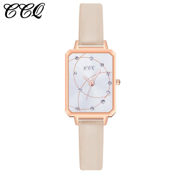 Guodhu Womens Square Quartz Wrist Watch Mini Ultra-Thin Elegant Simple Watches with Leather Strap Analog Watches for Women Ladies Students