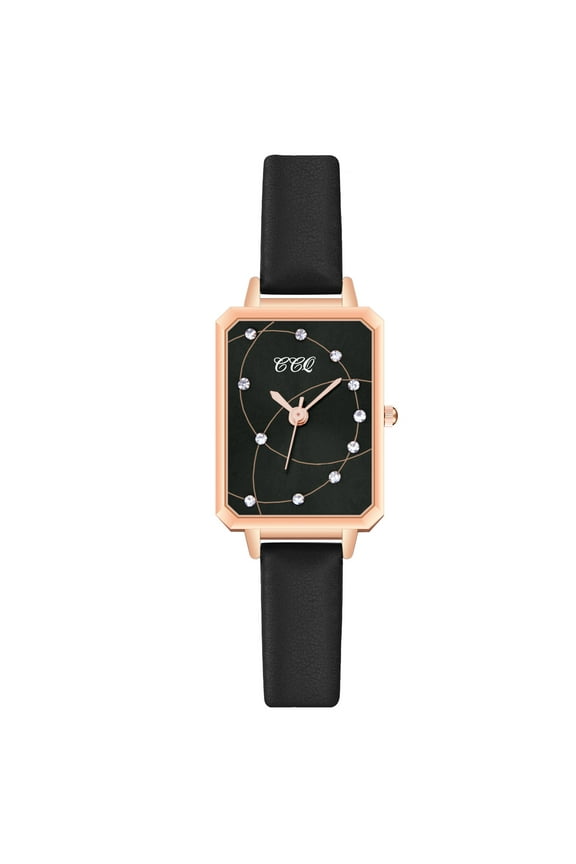 Womens Square Quartz Wrist Watch Mini Ultra-Thin Elegant Simple Watches with Leather Strap Analog Watches for Women Ladies Students