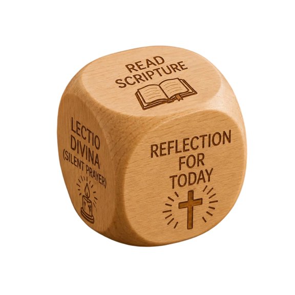 Guodhu Wooden Devotion Decision Dice with Scripture Prompts – Engraved Prayer Block for Daily Bible Reflection Lectio Divina Routine(color)
