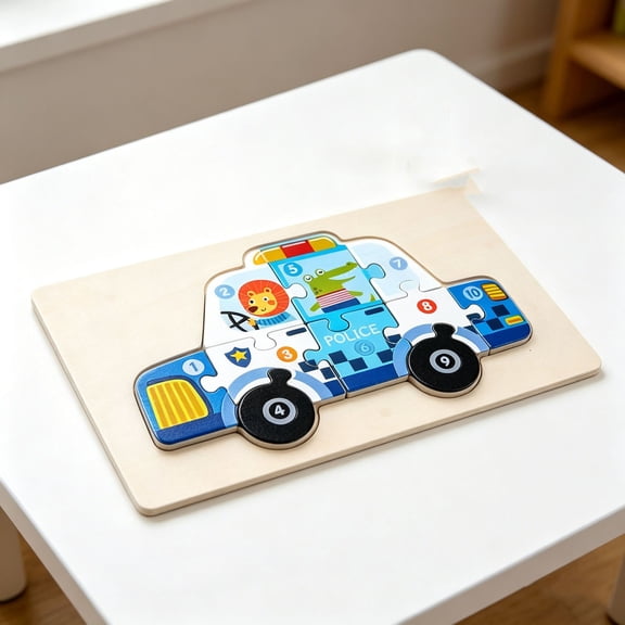 Guodhu Wooden Transportation Number Matching Puzzle, 6-Theme Vehicle Peg Board for s, Colorful Early Learning Educational Toy for Hand-Eye Coordination(Multicolor L)