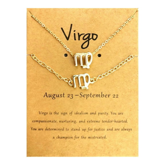 Guodhu Zodiac Necklace Bracelet Set 12 Constellation Sign Pendant Necklace Astrology Birthday Gift for Women