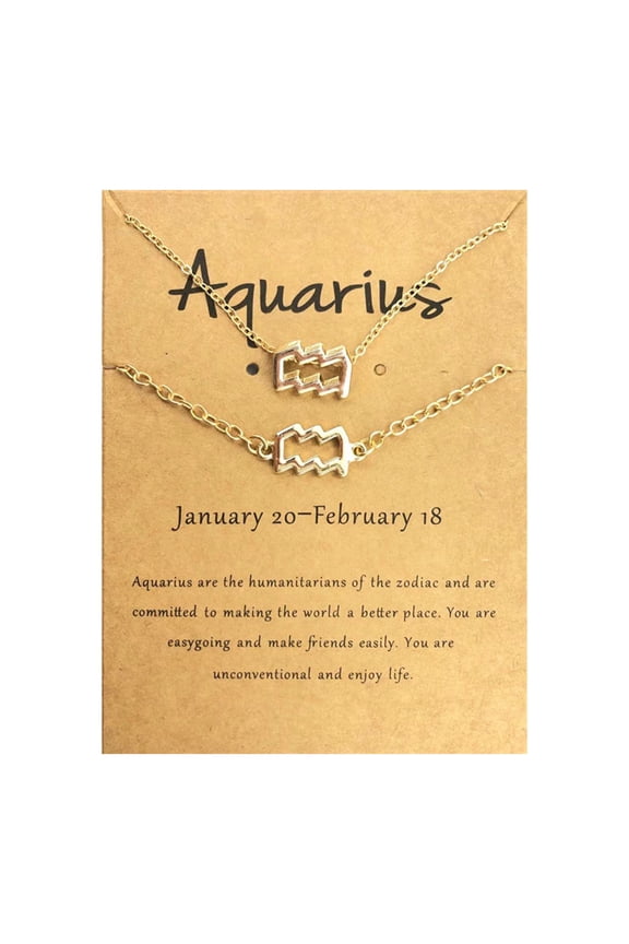 Zodiac Necklace Bracelet Set 12 Constellation Sign Pendant Necklace Astrology Birthday Gift for Women