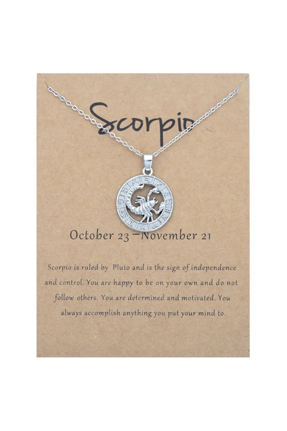 Zodiac Sign Pendant Necklaces for Women Men Stainless Steels Libra Scorpio Constellation Horoscope Medallion Retro Celestial Astrology Jewelry