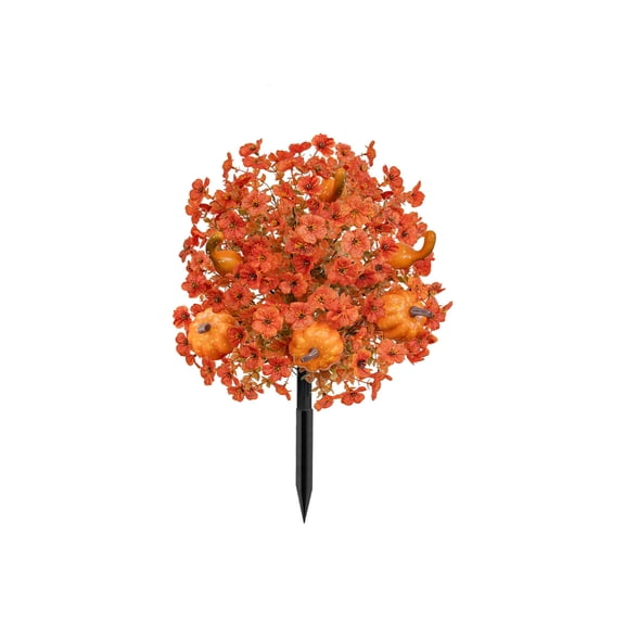 Guodhu artificial topiary ball flowers,Thanksgiving Themed Artificial Fall Pumpkin Garden Planter, Autumn Floral Decoration with Ground Insert for Home and Outdoor Use