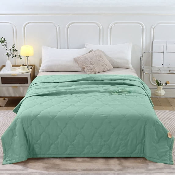 Guodhu cooling blanket,Washed Cotton Cool Quilt 59x78.7 inches for Summer, Breathable Ice-Feel Air Conditioning Blanket, Lightweight Heat-Dissipating Bed Cover(Green 59x78.7 in)