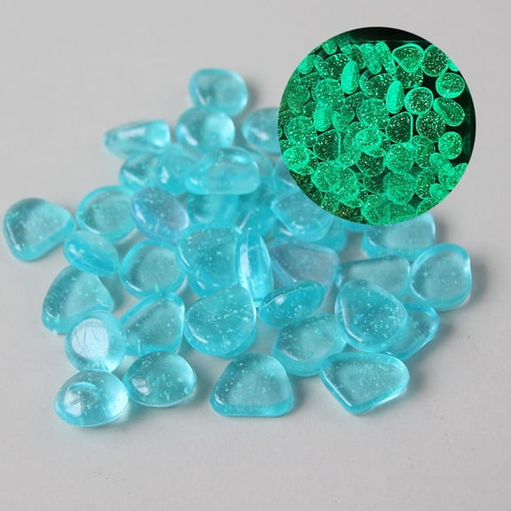 Guodhu glow in the dark stones for garden,Sparkling Glowing Stones Set of 100, Luminescent Pebbles for Aquarium Landscaping, Colored Luminous Rocks for Indoor Outdoor Decor(Sky Blue)